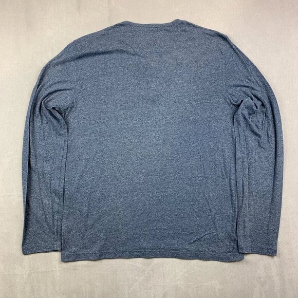 John Varvatos Men Shirt Large Blue Heather Henley Long Sleeve Marled Rock Luxury - Picture 7 of 7